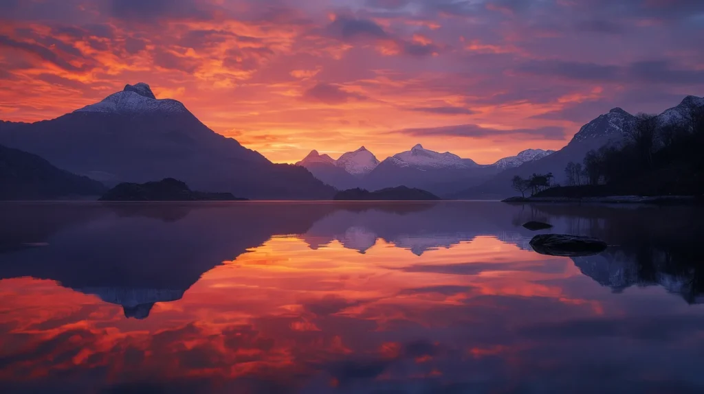 Choosing the Right Personal Training Programs Near Me 5 a breathtaking sunrise casts vibrant orange and pink hues across a tranquil lake, with majestic mountains mirrored in the water's surface, evoking a sense of peaceful solitude.