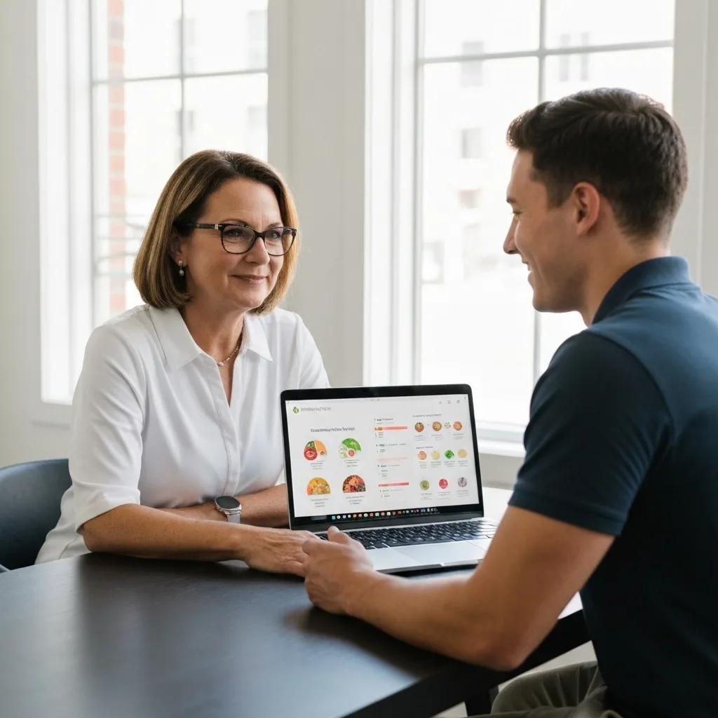 Nutrition Coaching in Newtown: How to Build Healthy Habits That Last 3 Nutrition coach and client discussing a personalized nutrition plan