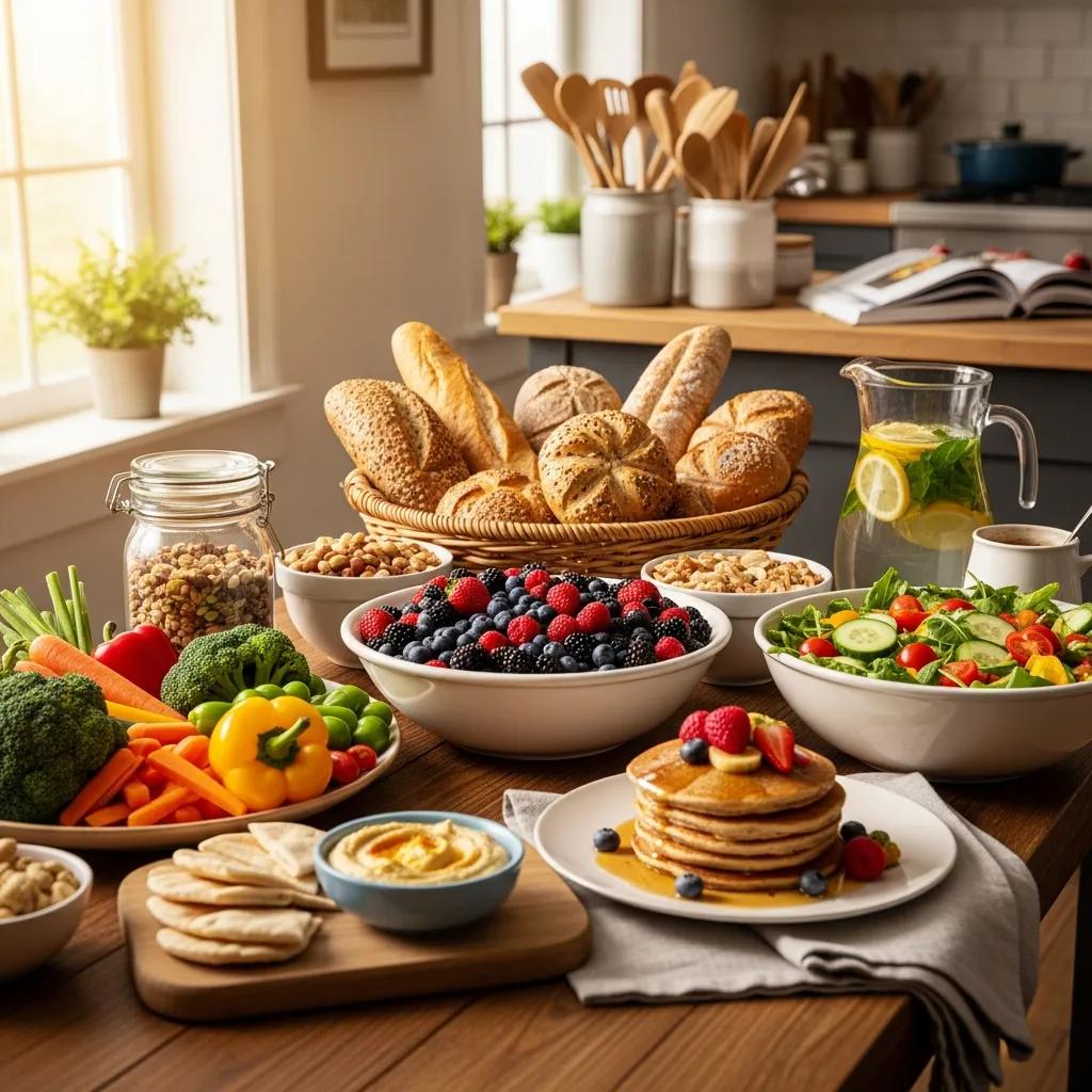 Colorful healthy foods representing a non-diet approach to nutrition