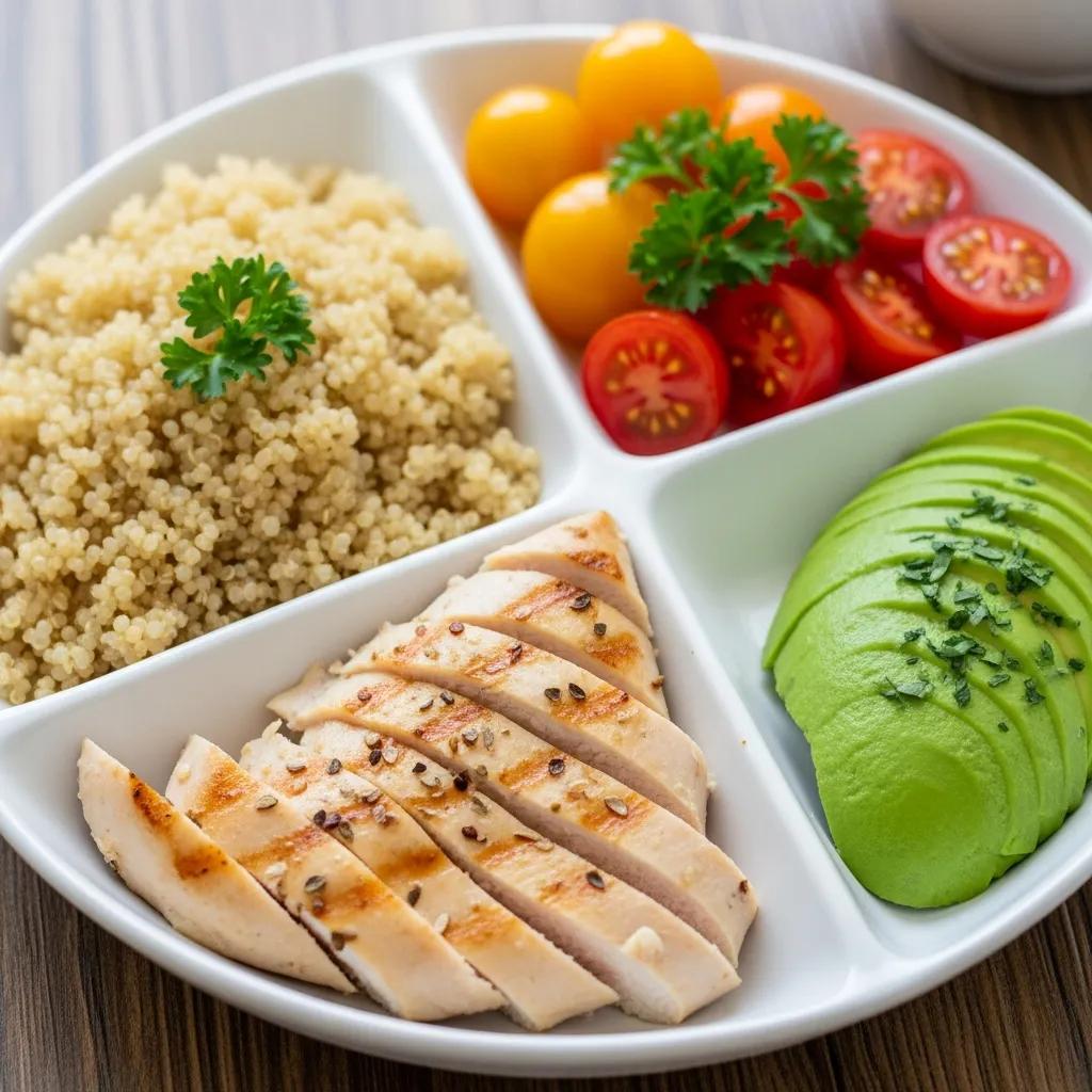 Balanced meal plate showcasing ideal macronutrient ratios for effective weight loss