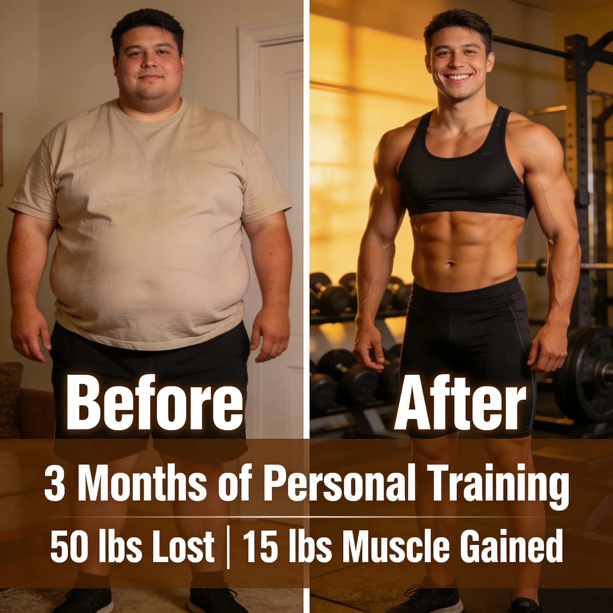 Client's transformative fitness journey demonstrating success through personal training